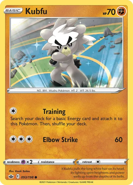 Kubfu, Pokémon card CRE 93 — Chilling Reign set