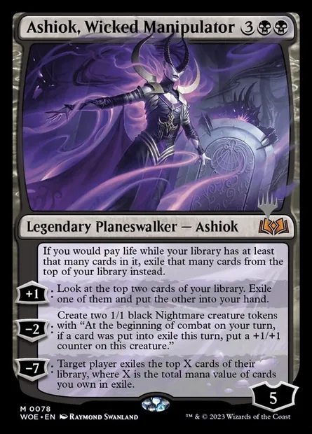 Ashiok, manipulateur maléfique, carte Magic PWOE 78p — extension Wilds of Eldraine Promos