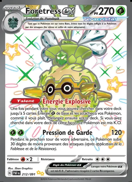 Foretress-ex, carte Pokémon PAF 212 — extension Destinées de Paldea