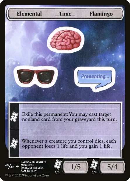 Elemental Time Flamingo, carte Magic SUNF 46 — extension Unfinity Sticker Sheets