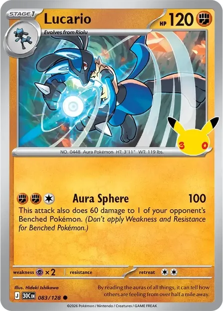 Lucario, Pokémon card 30C 083 — 30th Celebration set
