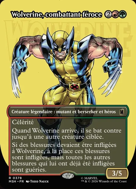Wolverine, combattant féroce, carte Magic MSH 378 — extension Marvel Super Heroes