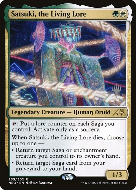 Satsuki, the Living Lore, Magic card PNEO 235p — Kamigawa: Neon Dynasty Promos set
