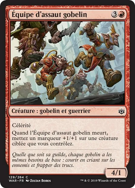 Équipe d'assaut gobelin, carte Magic WAR 129 — extension La guerre des Planeswalkers