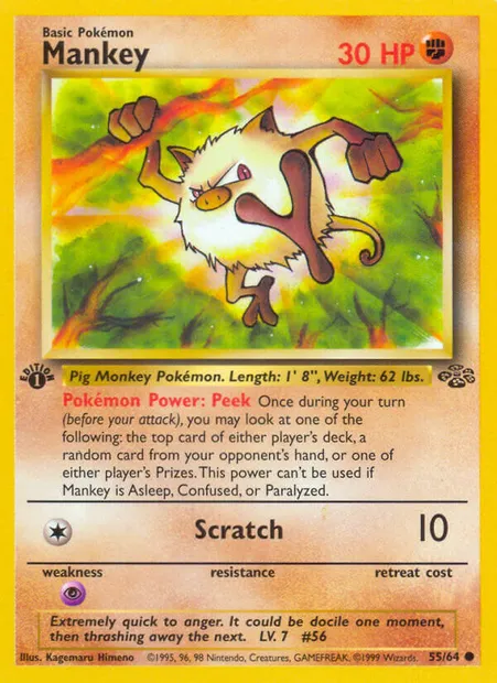 Mankey, Pokémon card JU 55 — Jungle set