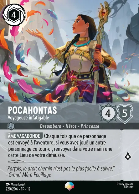 Pocahontas - Voyageuse infatigable, carte Disney Lorcana CH12-220 — extension Contrées Inconnues