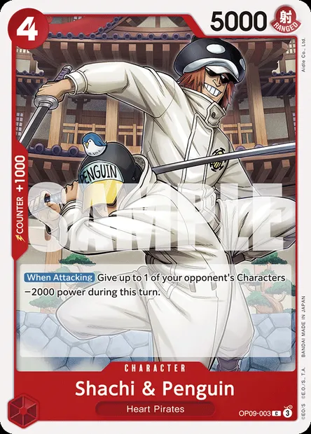 Shachi & Penguin, One Piece card OP09-003 — EMPERORS IN THE NEW WORLD set