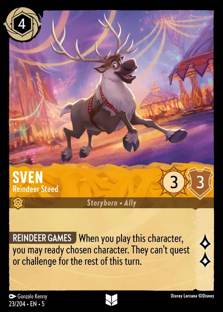 Sven - Reindeer Steed, Disney Lorcana card CH5-023 — Shimmering Skies set