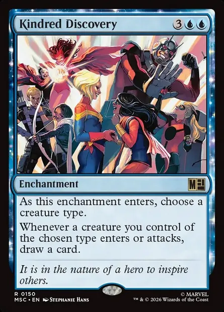 Kindred Discovery, Magic card MSC 150 — Marvel Super Heroes Commander set