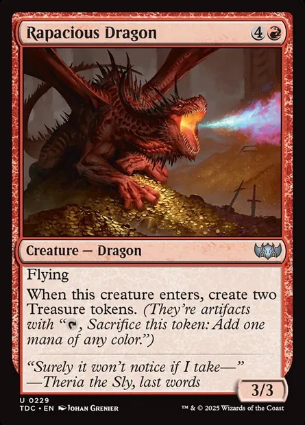 Rapacious Dragon, Magic card TDC 229 — Tarkir: Dragonstorm Commander set