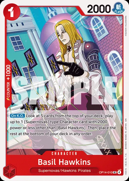 Basil Hawkins, One Piece card OP14-010 — THE AZURE SEA’S SEVEN set