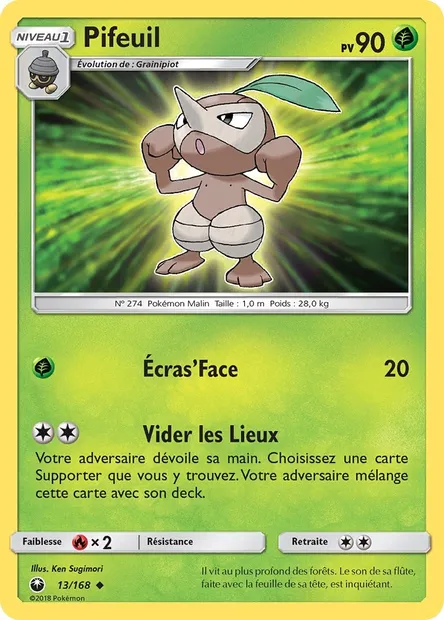 Pifeuil, carte Pokémon CES 13 — extension Tempête Céleste