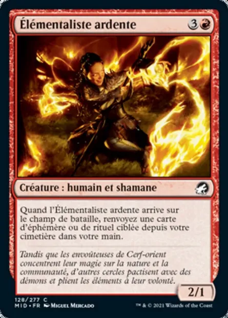 Élémentaliste ardente, carte Magic MID 128 — extension Innistrad : chasse de minuit