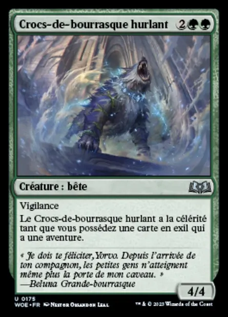 Crocs-de-bourrasque hurlant, carte Magic WOE 175 — extension Wilds of Eldraine