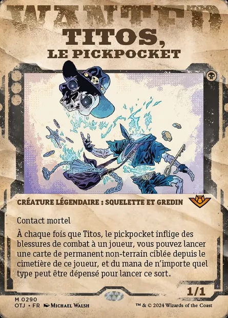 Titos, le pickpocket, carte Magic OTJ 290 — extension Outlaws of Thunder Junction