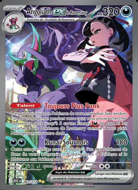 Angoliath-ex de Rosemary, carte Pokémon ASC 287 — extension Héros Transcendants