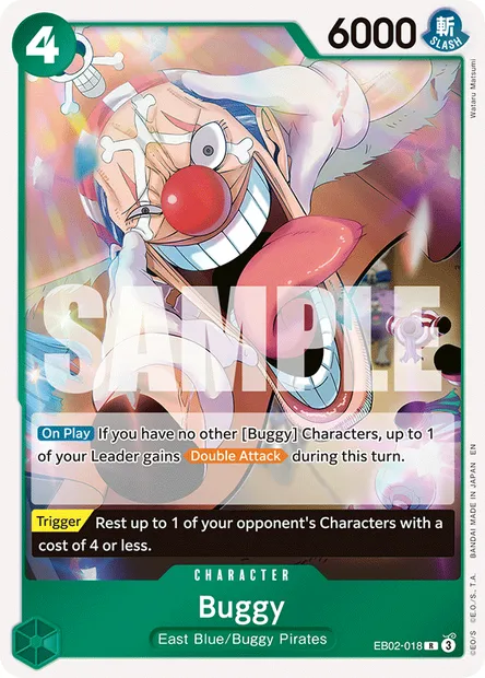 Buggy, One Piece card EB02-018 — Anime 25th Collection set