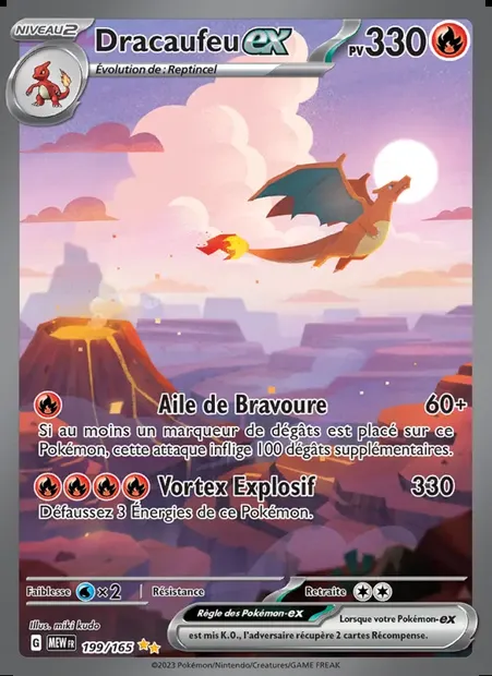 Dracaufeu-ex, carte Pokémon MEW 199 — extension 151