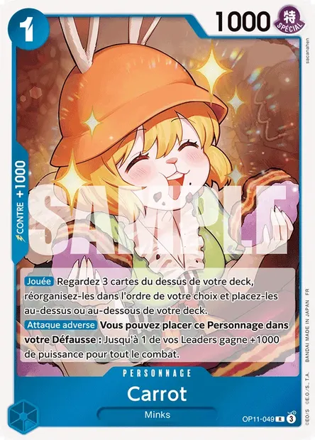 Carrot, carte One Piece OP11-049 — extension DES POINGS VIFS COMME L'ÉCLAIR