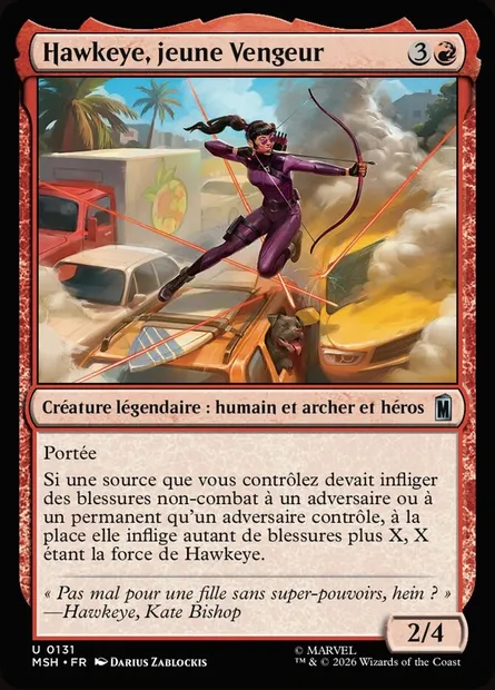 Hawkeye, jeune Vengeur, carte Magic MSH 131 — extension Marvel Super Heroes