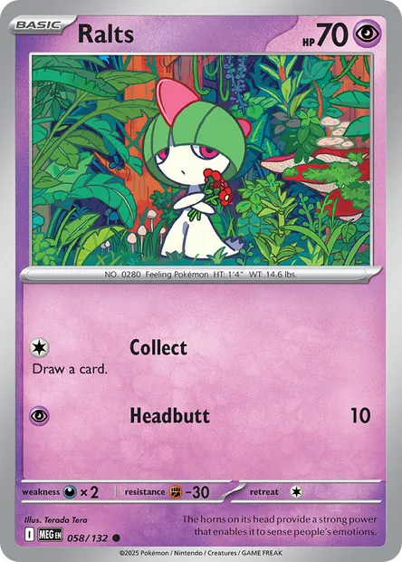 Ralts, Pokémon card MEG 058 — Mega Evolution set
