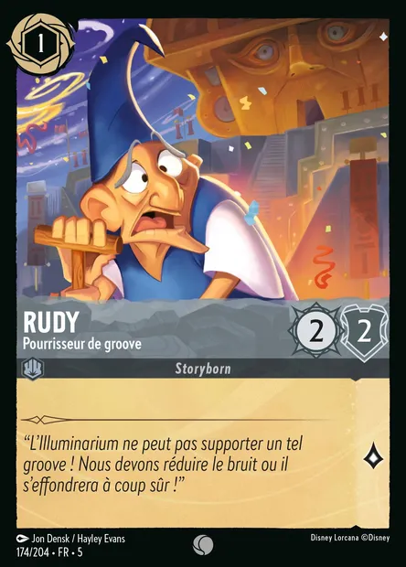 Rudy - Pourrisseur de groove, carte Disney Lorcana CH5-174 — extension Ciel Scintillant
