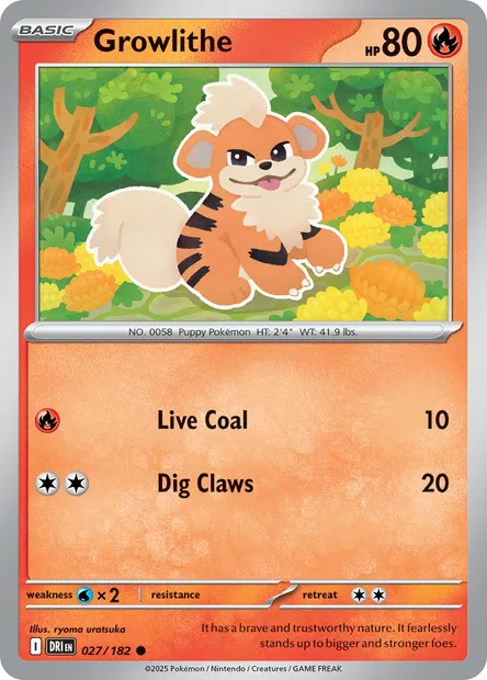 Growlithe, Pokémon card DRI 027 — Destined Rivals set