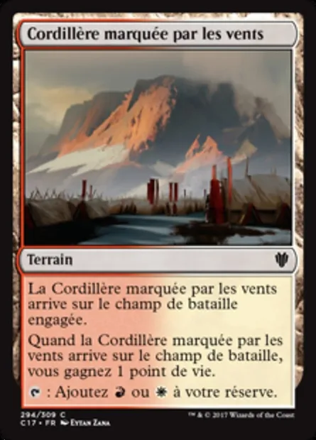 Cordillère marquée par les vents, carte Magic C17 294 — extension Commander 2017