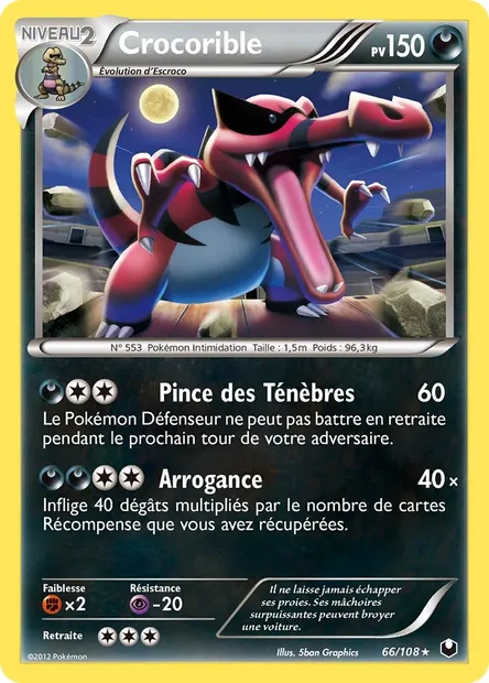 Crocorible, carte Pokémon DEX 66 — extension Explorateurs Obscurs