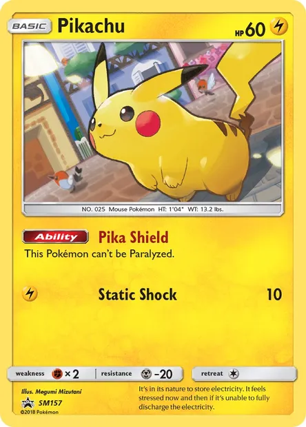 Pikachu, carte Pokémon SM 157 — extension Promo SM