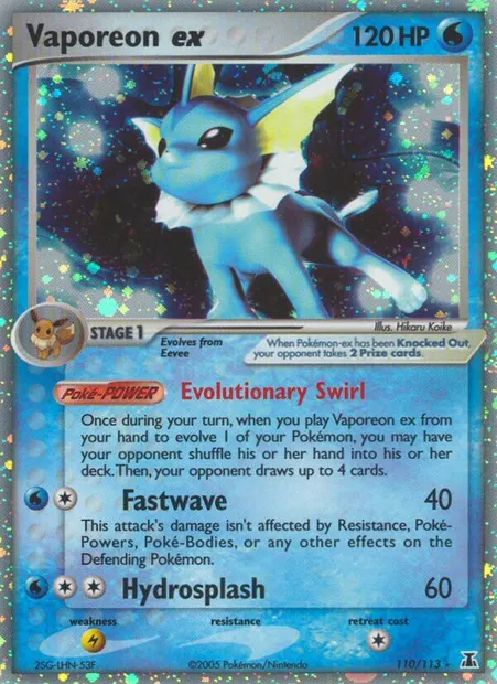 Vaporeon ex, Pokémon card DS 110 — Delta Species set