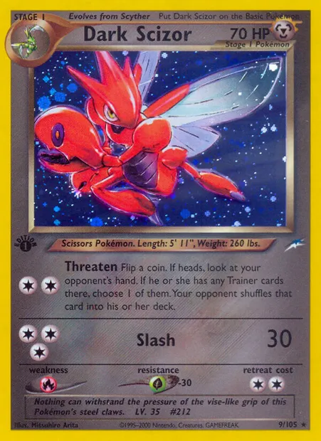 Dark Scizor, Pokémon card NDE 9 — Neo Destiny set