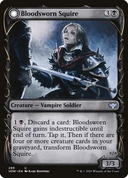 Écuyère sangvasseur // Chevalière sangvasseur, carte Magic VOW 289 — extension Innistrad : noce écarlate