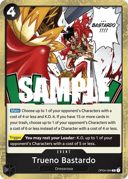 Trueno Bastardo, One Piece card OP04-094 — KINGDOMS OF INTRIGUE set
