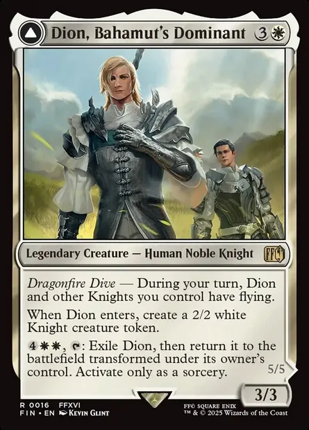 Dion, Bahamut's Dominant // Bahamut, Warden of Light, Magic card FIN 16 — Final Fantasy set
