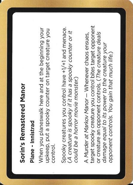 Sorin's Remastered Manor, carte Magic PUNK PLA042 — extension Black Lotus Unknown Planechase