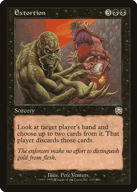 Extorsion, carte Magic MMQ 135 — extension Masques de Mercadia