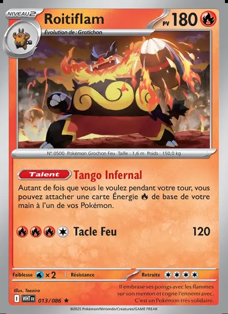 Roitiflam, carte Pokémon WHT 013 — extension Flamme Blanche