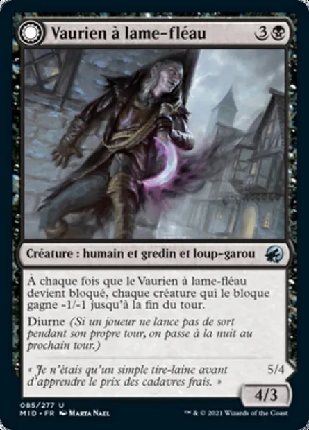 Vaurien à lame-fléau // Maraudeur aux griffes-fléau, carte Magic MID 85 — extension Innistrad : chasse de minuit
