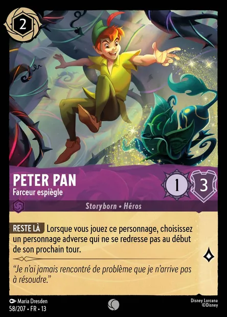 Peter Pan - Farceur espiègle, carte Disney Lorcana CH13-058 — extension Invasion Epineuse!