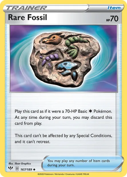 Rare Fossil, Pokémon card DAA 167 — Darkness Ablaze set