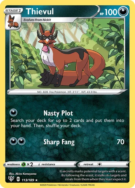 Thievul, Pokémon card DAA 113 — Darkness Ablaze set