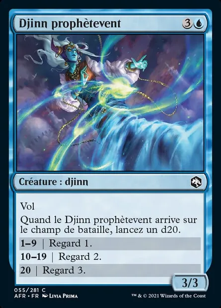 Djinn prophètevent, carte Magic AFR 55 — extension Forgotten Realms: Aventures dans les Royaumes Oubliés