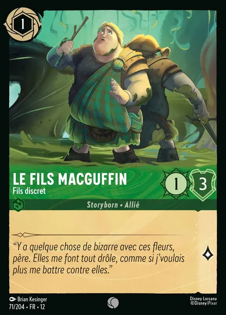 Le fils MacGuffin - Fils discret, carte Disney Lorcana CH12-071 — extension Contrées Inconnues