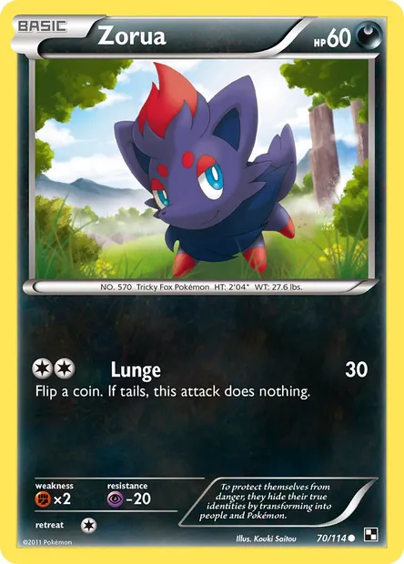 Zorua, Pokémon card BLW 70 — Black & White set