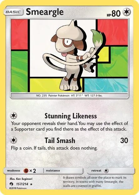 Smeargle, Pokémon card LOT 157 — Lost Thunder set