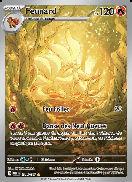 Feunard, carte Pokémon OBF 199 — extension Flammes Obsidiennes
