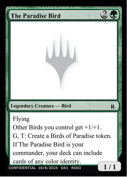 The Paradise Bird, Magic card UNK RG03f — Unknown Event set