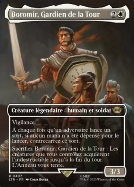 Boromir, Gardien de la Tour, carte Magic LTR 407 — extension Le Seigneur des Anneaux : chroniques de la Terre du Milieu
