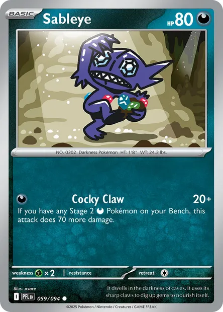 Sableye, Pokémon card PFL 059 — Phantasmal Flames set